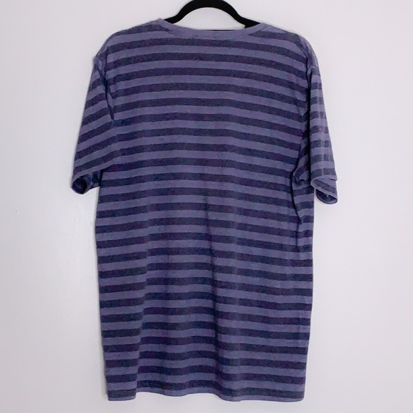 Local Green Blue Stripe Vintage fade wash surf tee short sleeve casual T-shirt - Picture 3 of 5